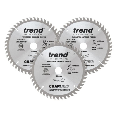 165mm x 20mm Bore Trend Craft Pro Blade Triple Pack
